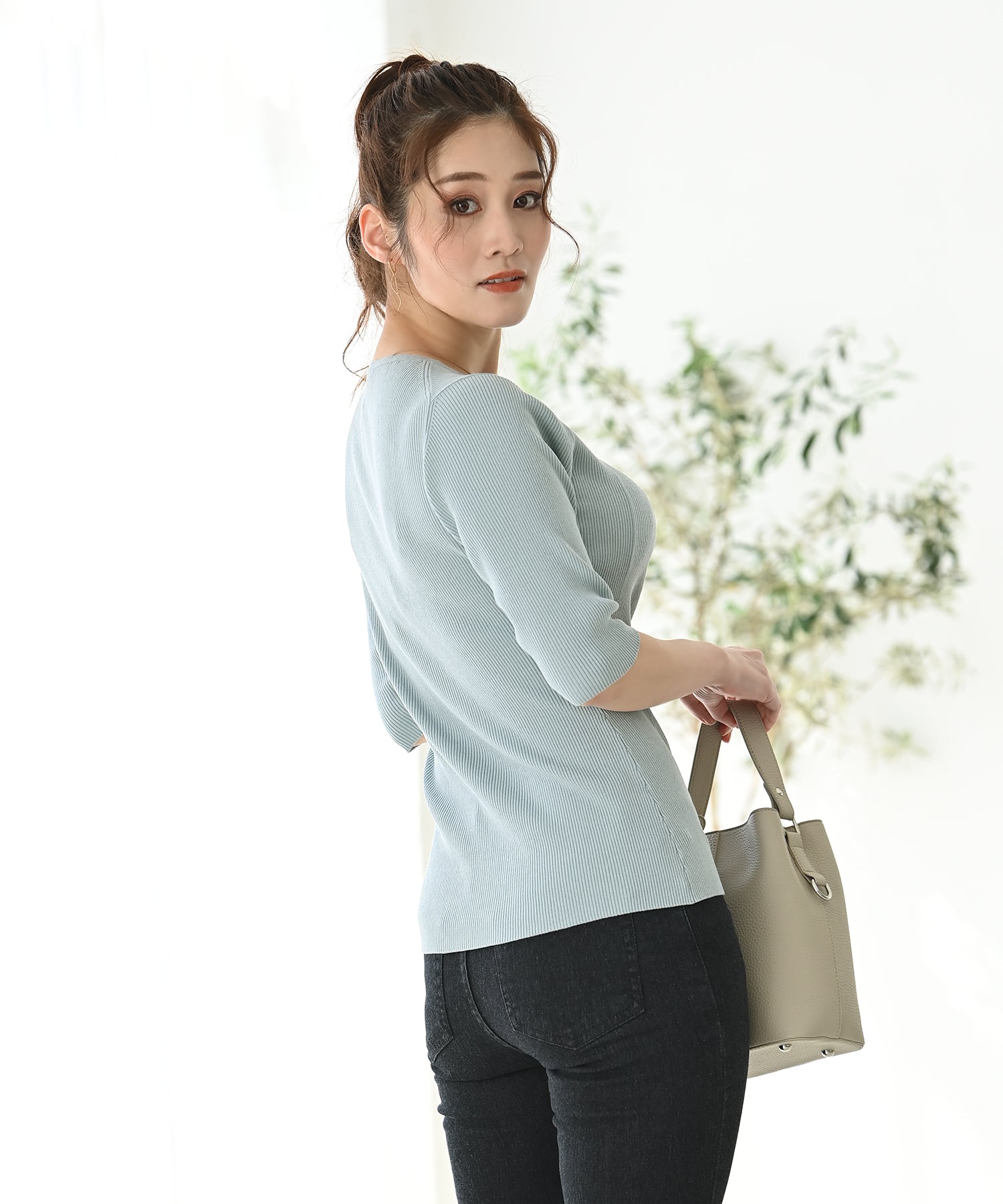 5分袖スクエアネックリブニット – バストサイズから探す – HEART