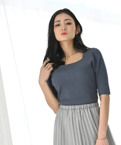 Heart closet 半袖ポロネックリブニットブラックL ハトクロ Heart