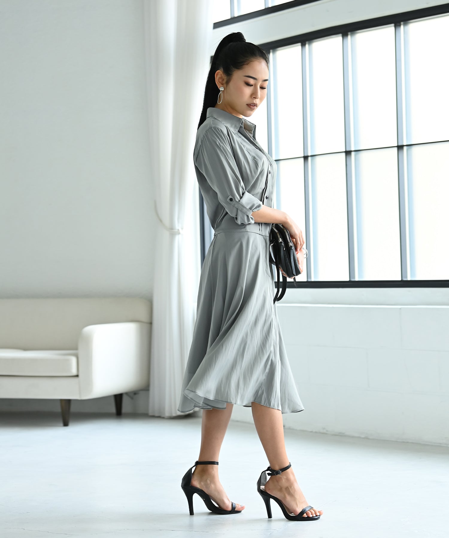 サテンシャツワンピース – ワンピース・ドレス – HEART CLOSET