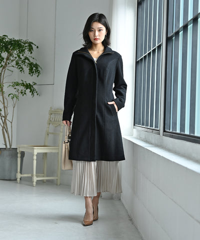 ねこ @ 洋服好き　ENコート　ブラック さきまるちゃんコラボ♡ヨークフレアコート（コート｜オフホワイト