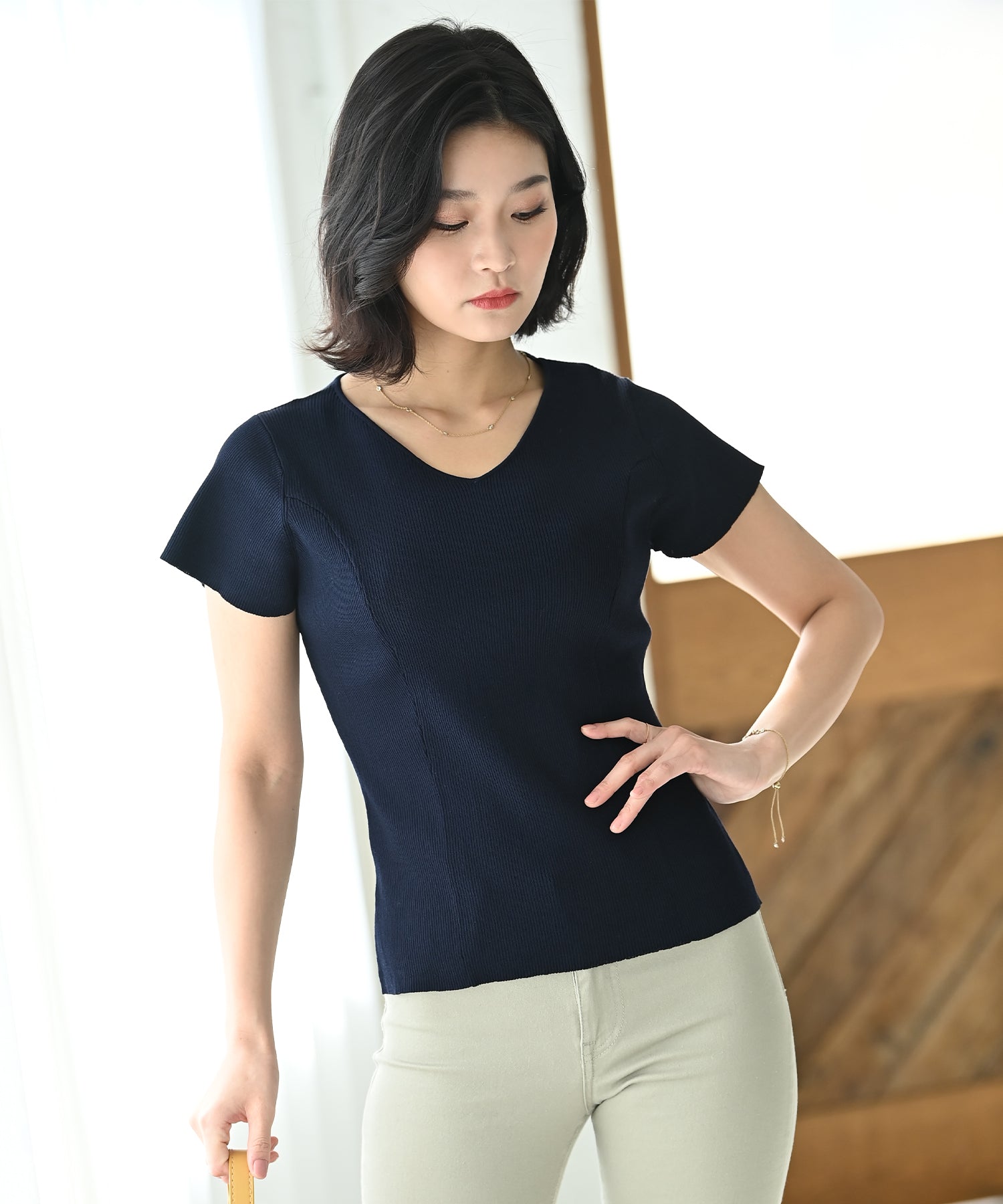 Heart closet 半袖ポロネックリブニットブラックL ハトクロ Heart closet 半袖ポロネックリブニットブラックL ハトクロ