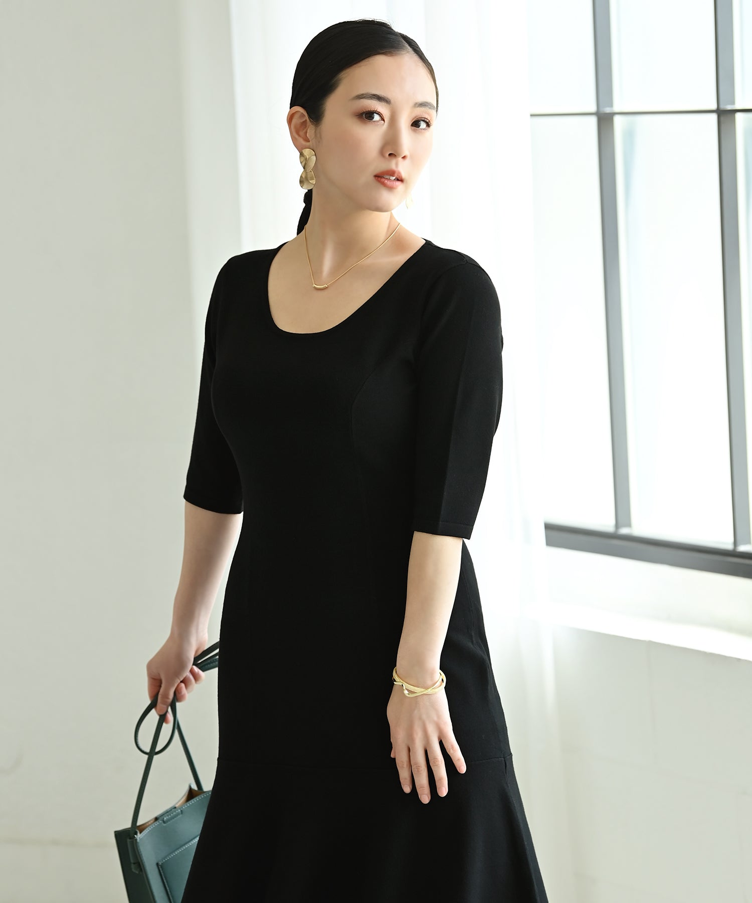 ハートクローゼット　ハトクロ　HEARTCLOSET　半袖リブマーメイドワンピ 半袖リブマーメイドワンピース – ワンピース・ドレス – HEART