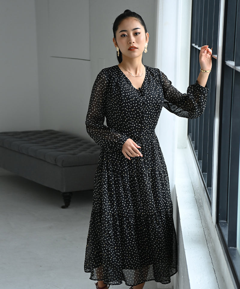 HEART CLOSET 長袖フレアワンピース　黒 長袖フレアワンピース – ワンピース・ドレス – HEART CLOSET