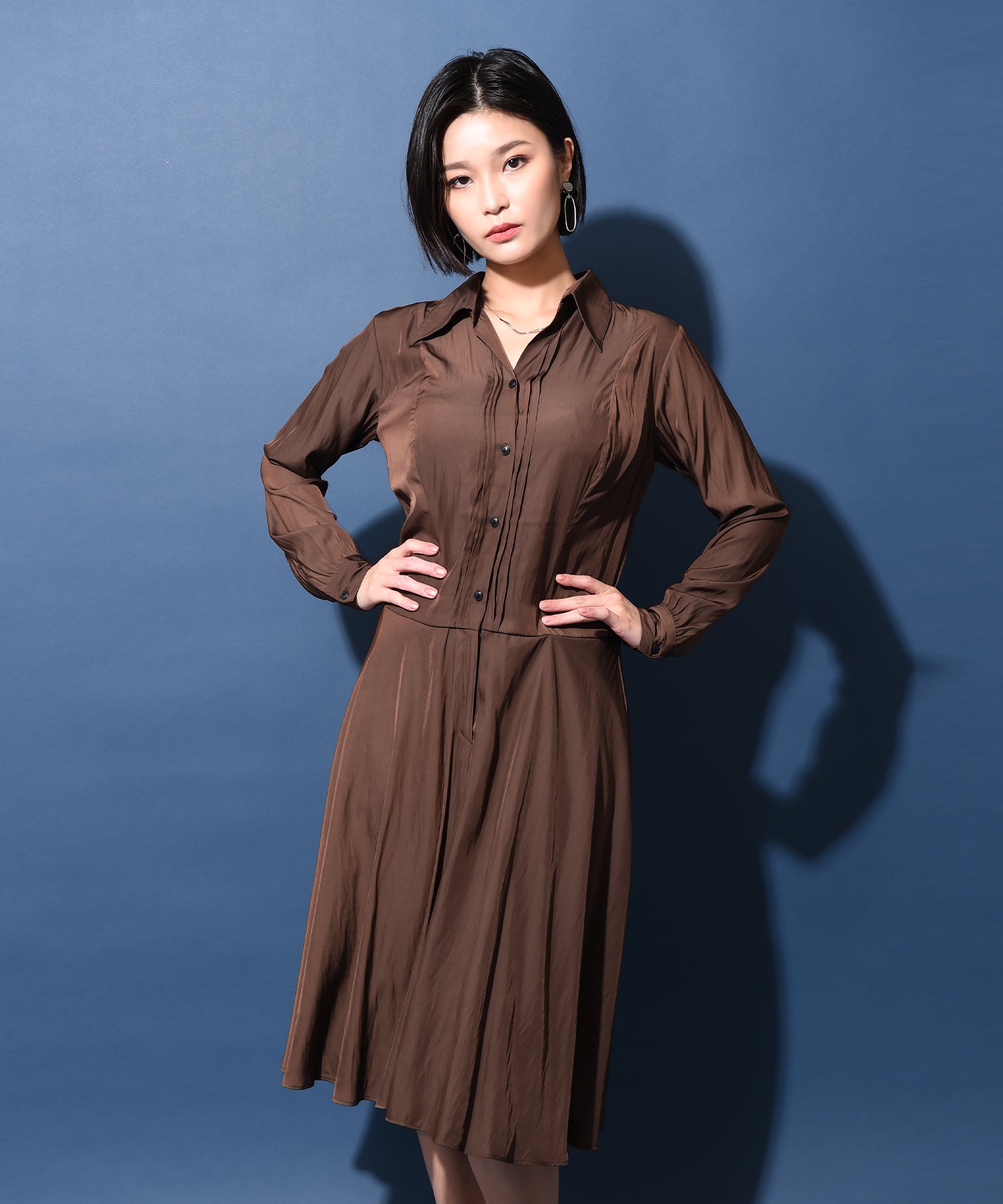 サテンシャツワンピース – ワンピース・ドレス – HEART CLOSET