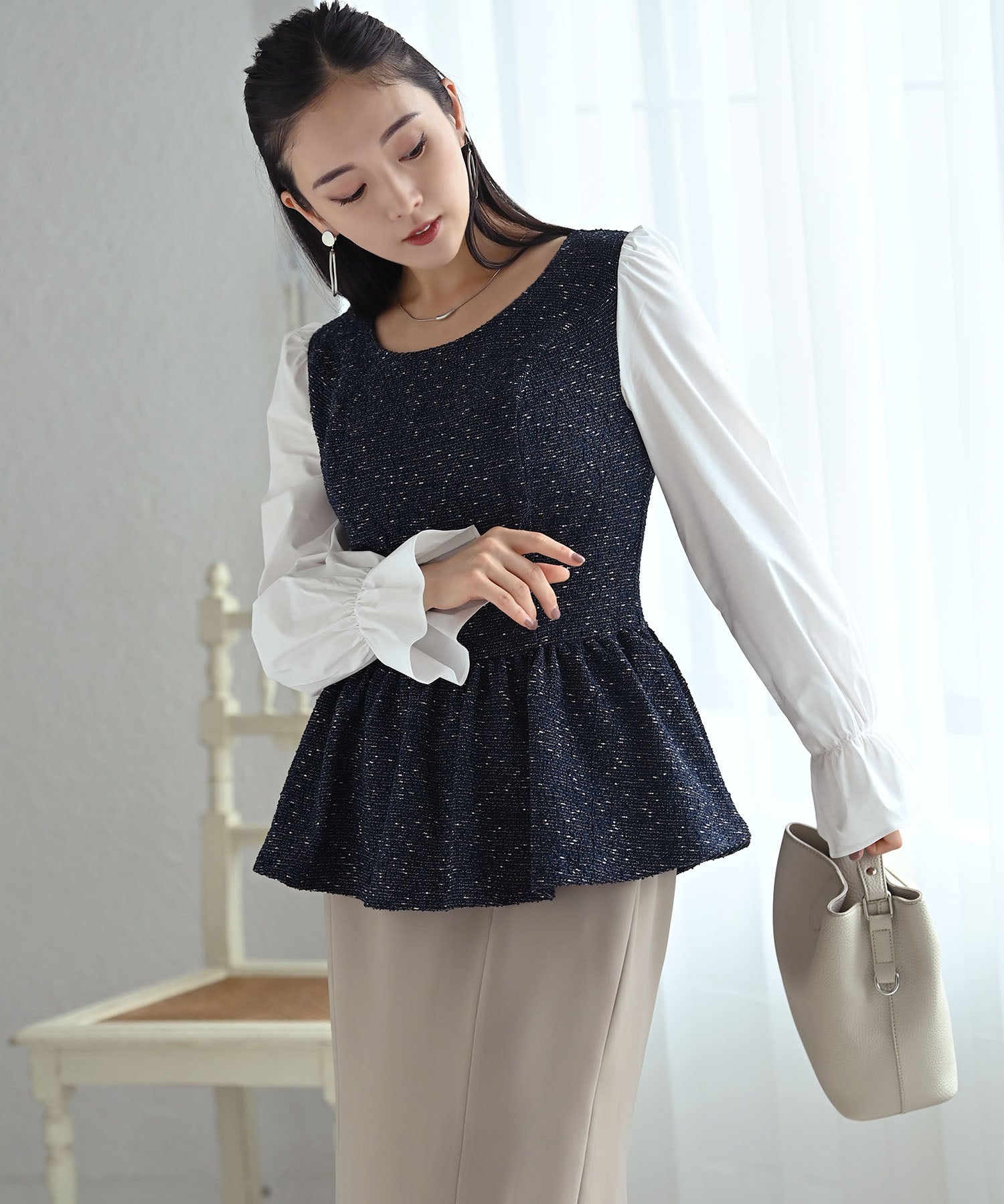 ツイードペプラムカットソー – TOPS / トップス – HEART CLOSET