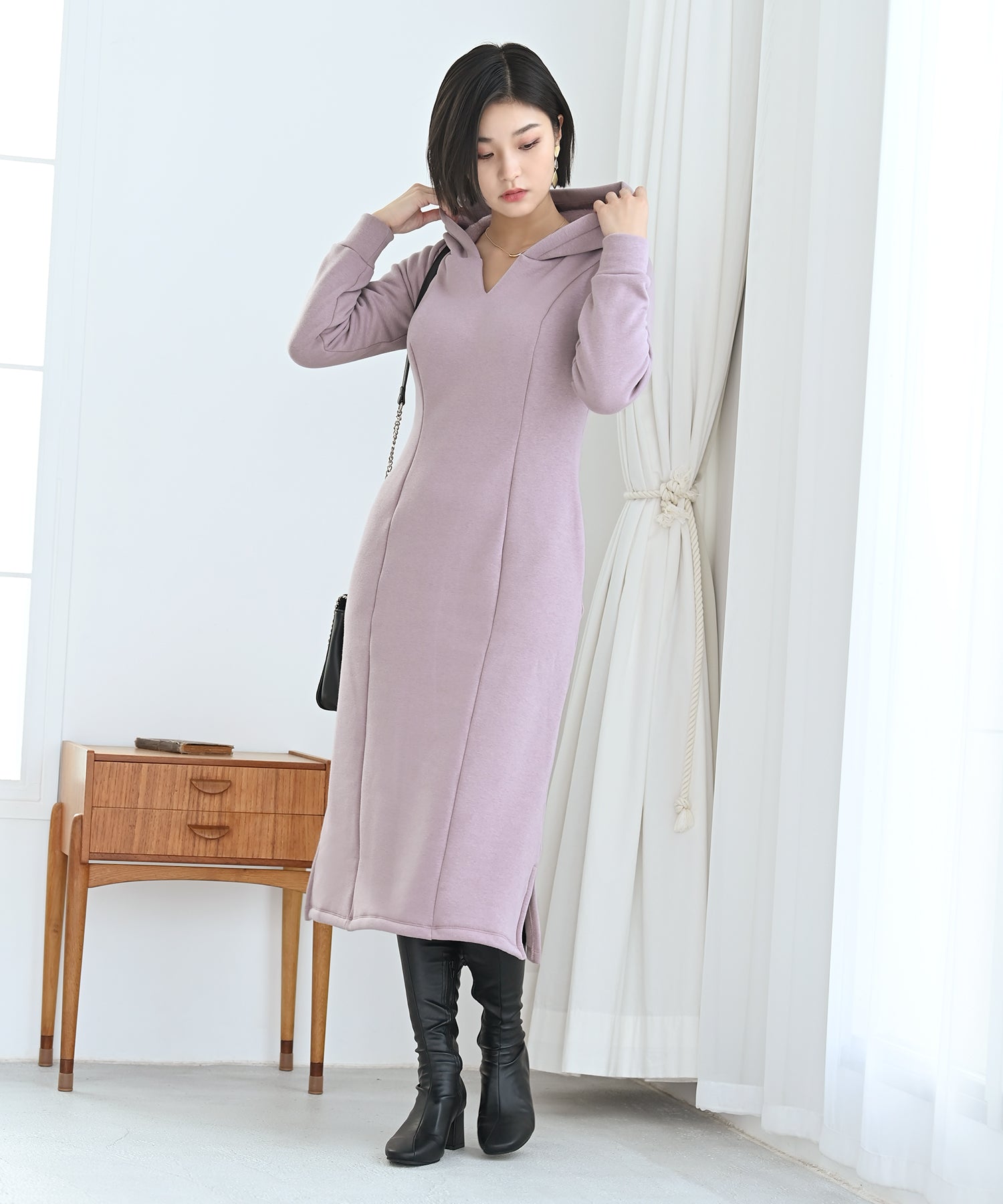 LIZLISAボア付きパーカーワンピース 裏ボアパーカーワンピース – ワンピース・ドレス – HEART CLOSET