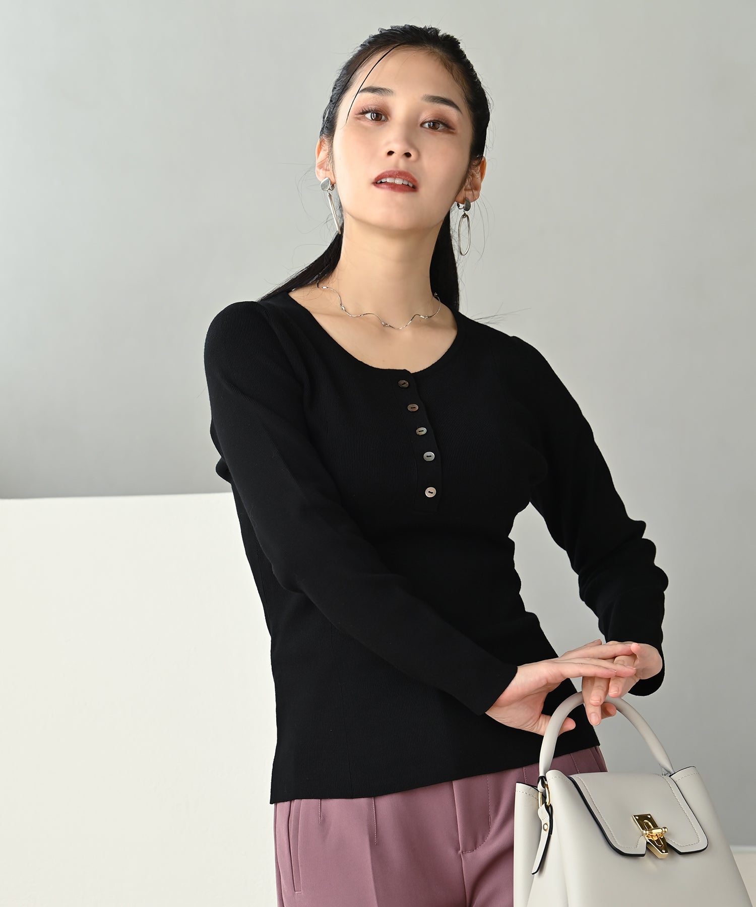 ヘンリーネックニットプルオーバー – TOPS / トップス – HEART CLOSET