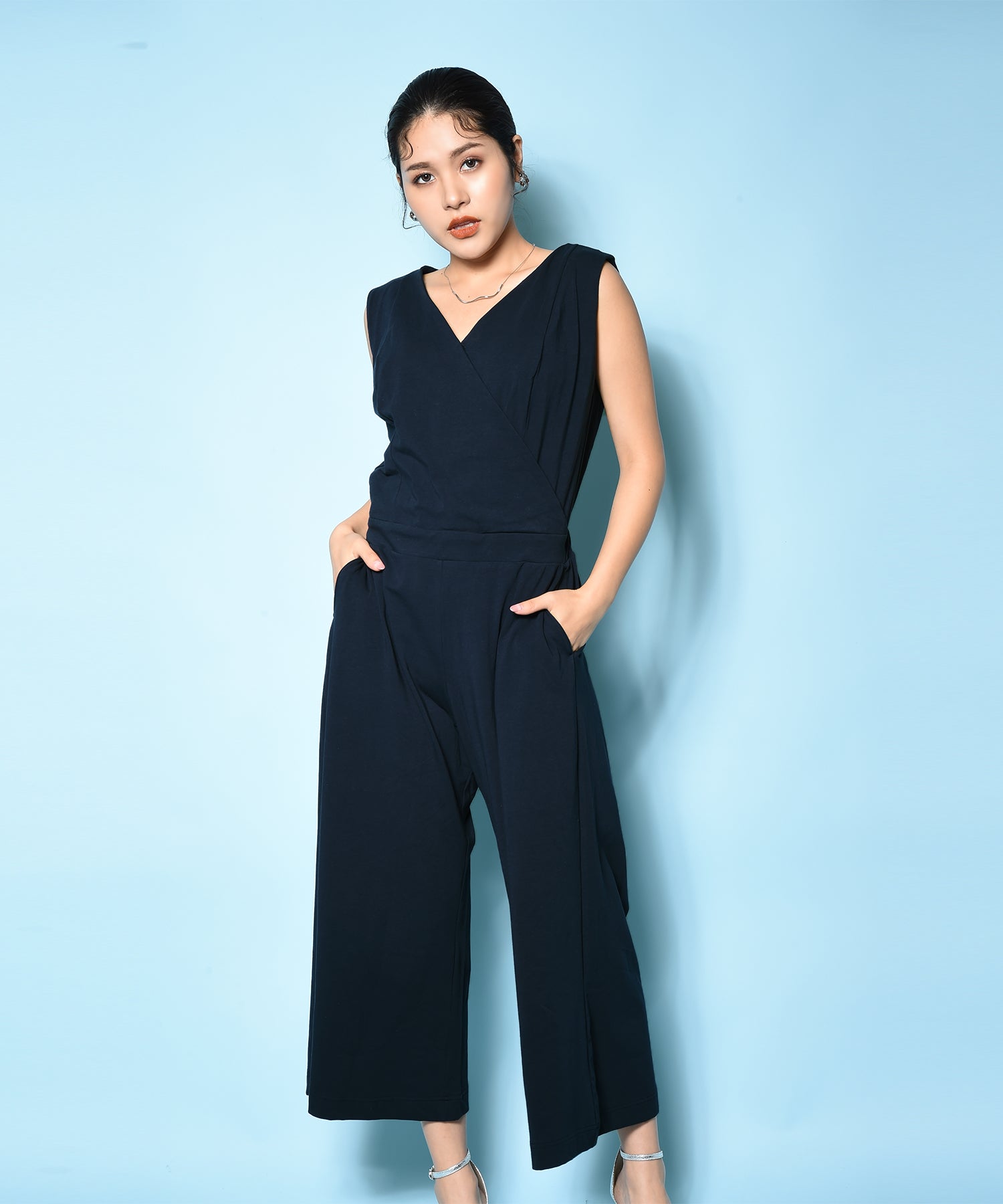 Live in comfort ノースリーブ水玉オールインワン　4L Live in comfort ノースリーブ水玉オールインワン 4L Live in