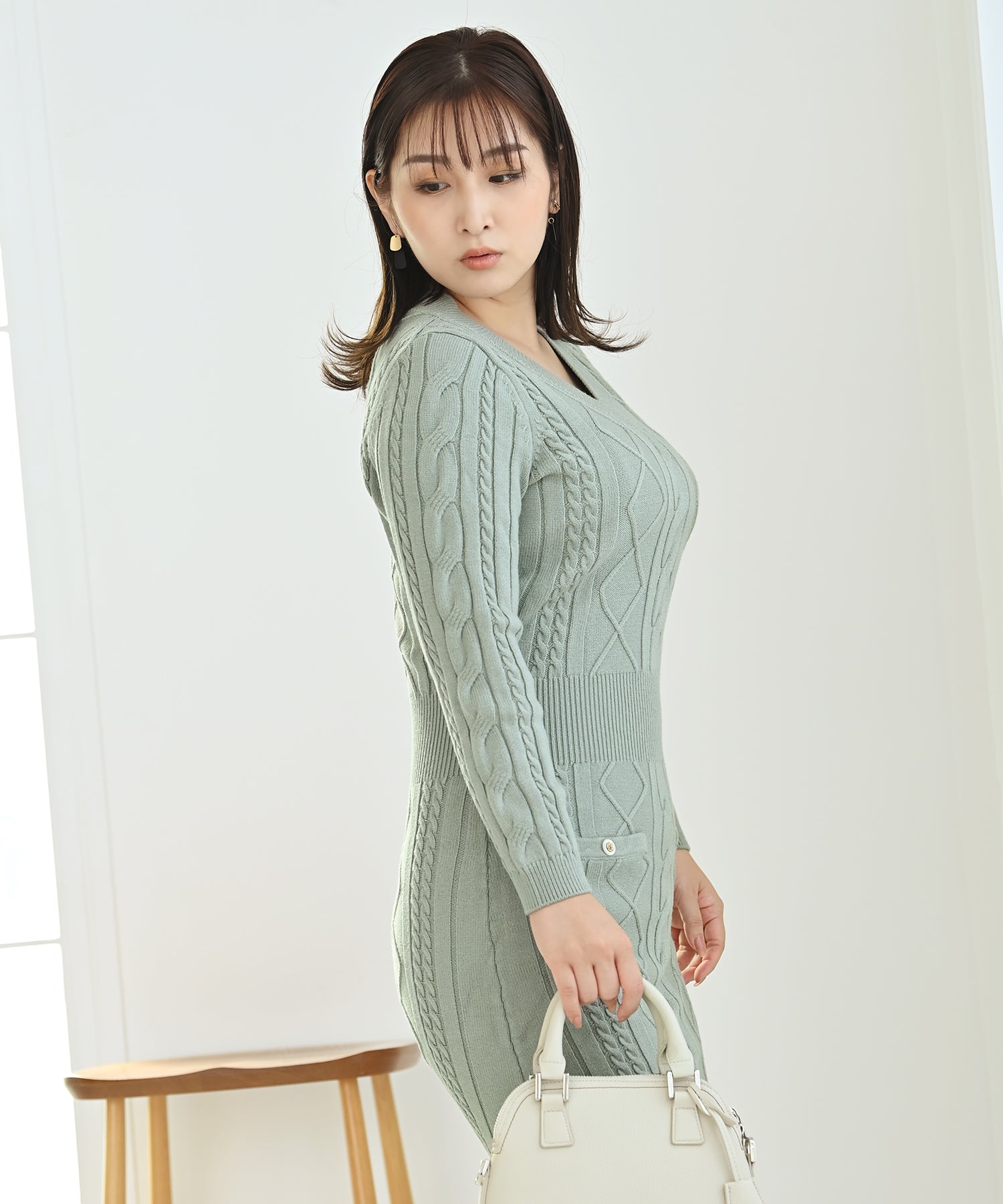 HEARTCLOSET ハートクローゼット ケーブルニットワンピース ケーブルニットワンピース – ワンピース・ドレス – HEART CLOSET