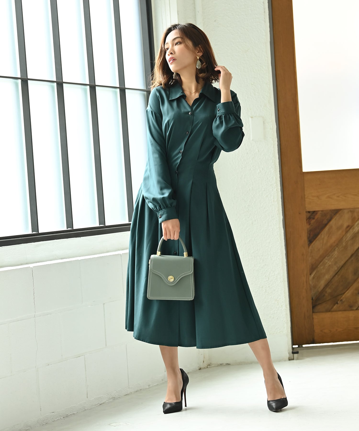 タックシャツロングワンピース – ワンピース・ドレス – HEART CLOSET