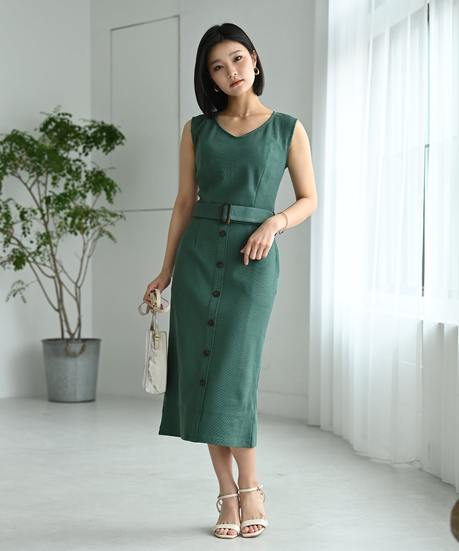 ノースリーブフロントボタンワンピース – ワンピース・ドレス – HEART